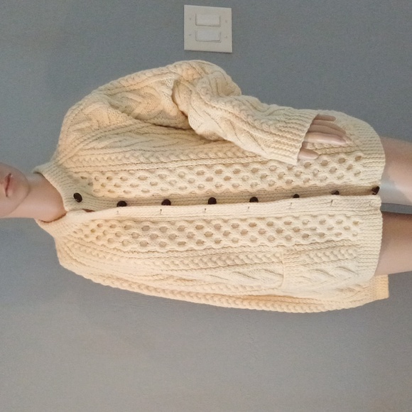 Gaeltarra Handknit County Mayor Ireland Wool Cardigan St. Patricks Day 40" - Picture 2 of 16